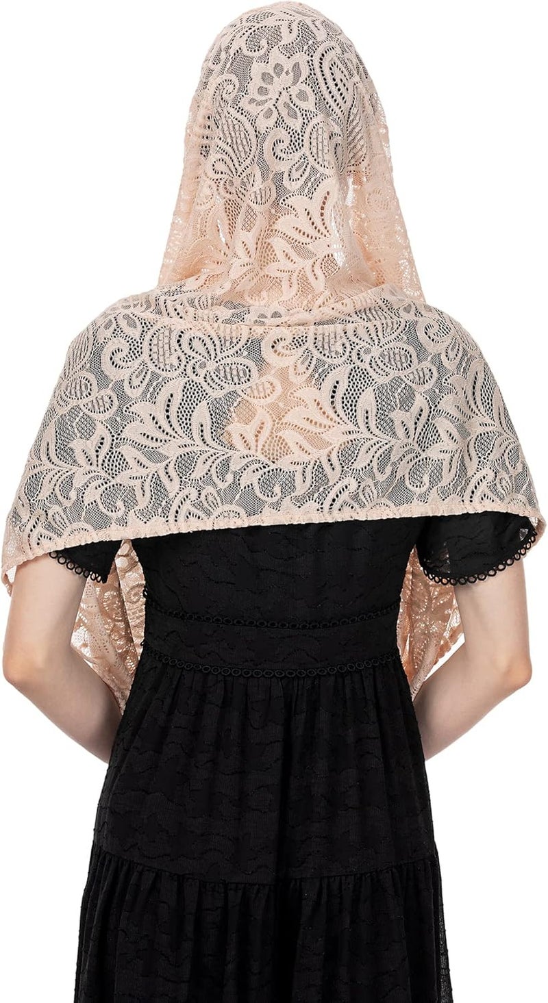 Wgior Rectangular Chapel Veil Scarf Catholic Church Veils Mantilla Wrap Shawl Mass Head Covering - Image 2